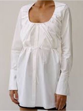 Long Sleeve White Mini Dress with Scoop Neck